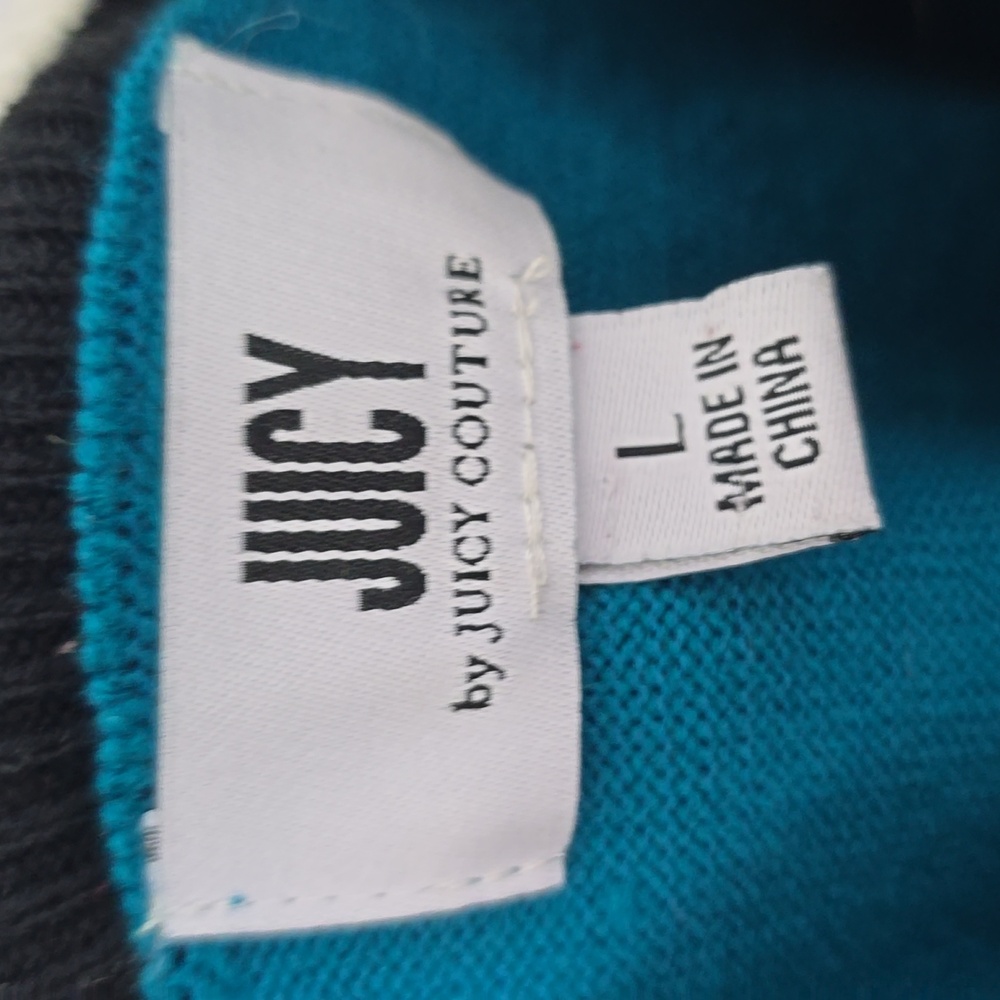 Juicy by Juicy Couture Teal Heart Logo Crew Neck Sweater - Large - Picture 9 of 10